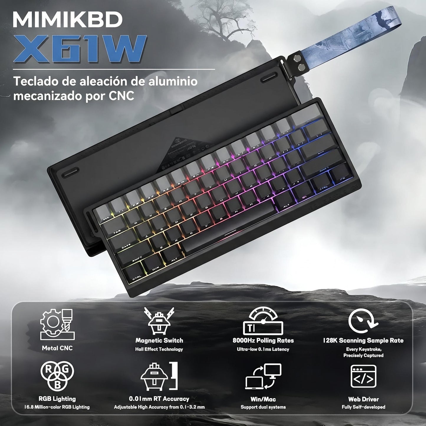Teclado Magnetico,60%,8k,rgb,e-sport,aluminio,outemu Switch