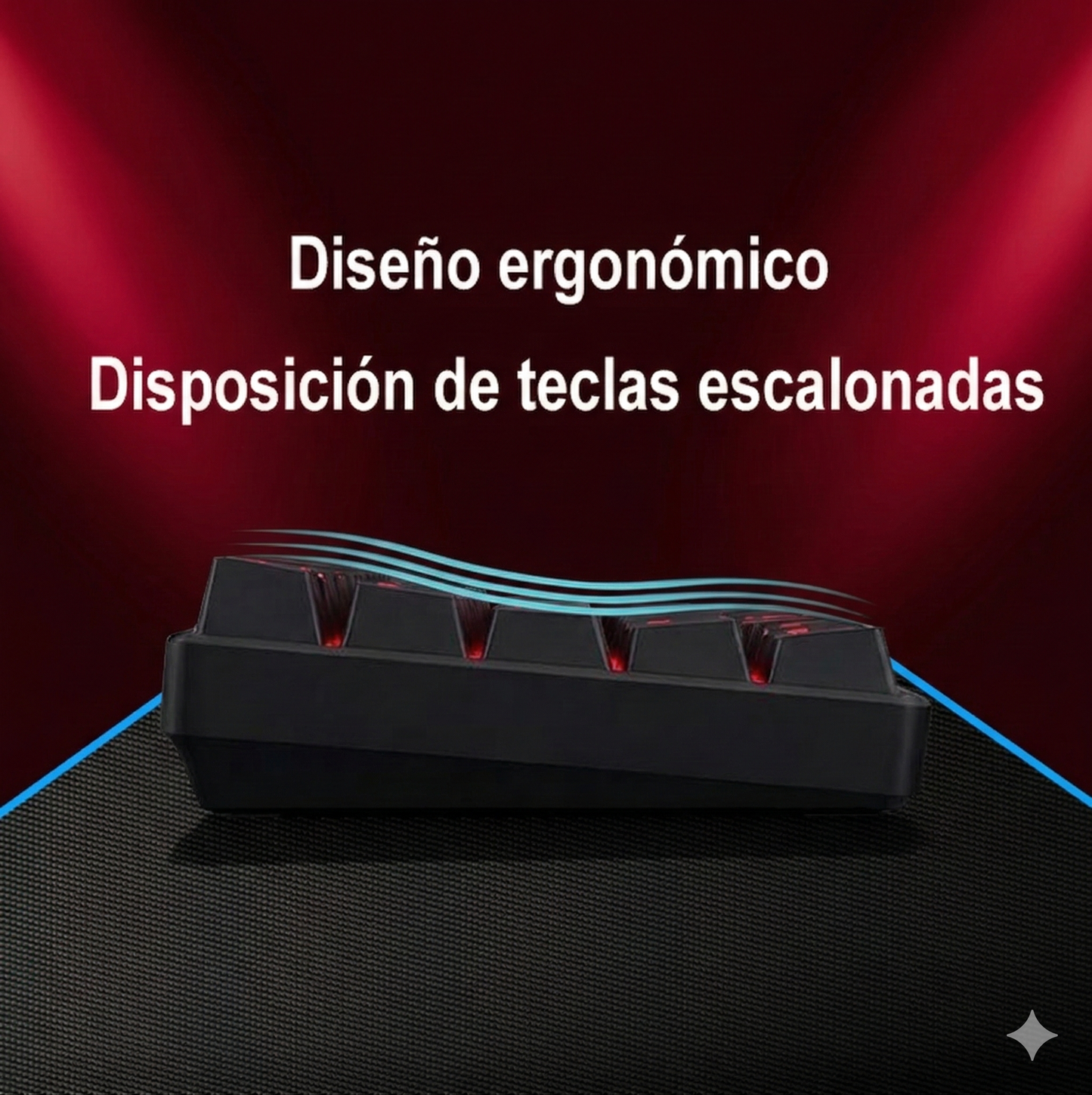 Teclado Mec¡nico 60% disposición, MINl 62 teclas,interruptor rojo, Hot-Swap, Todas las teclas anti-ghosting, Interruptores específicos del juego, CableUSB-C, Personalización en español, 12 modos deiluminación, iluminación RGB de teclas completo