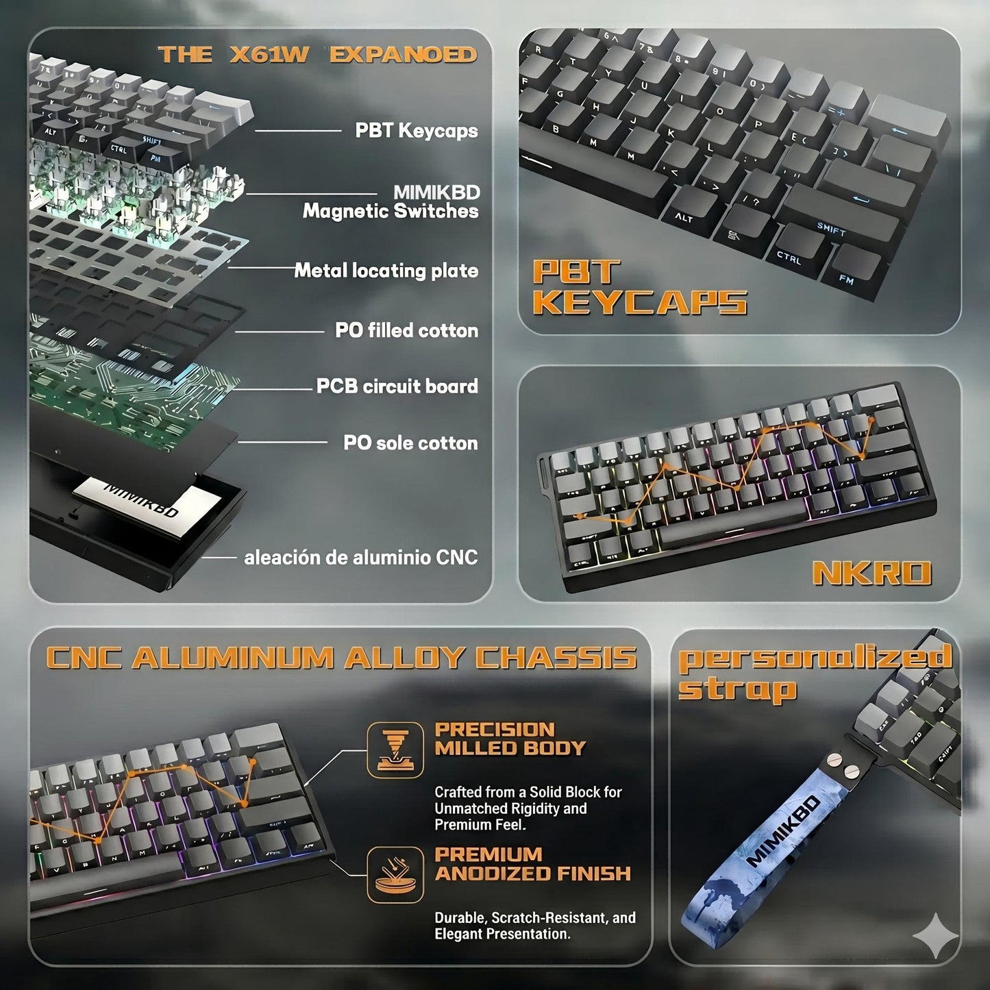 Teclado Magnetico,60%,8k,rgb,e-sport,aluminio,outemu Switch