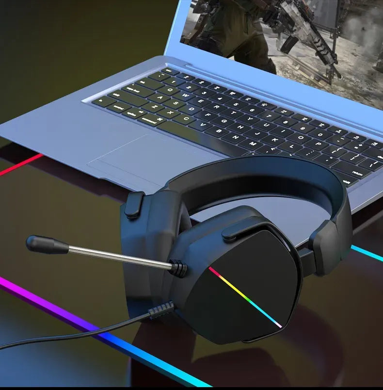 Audífonos Gamer Mimikbd Usb Negro Led, Microfone, Diadema