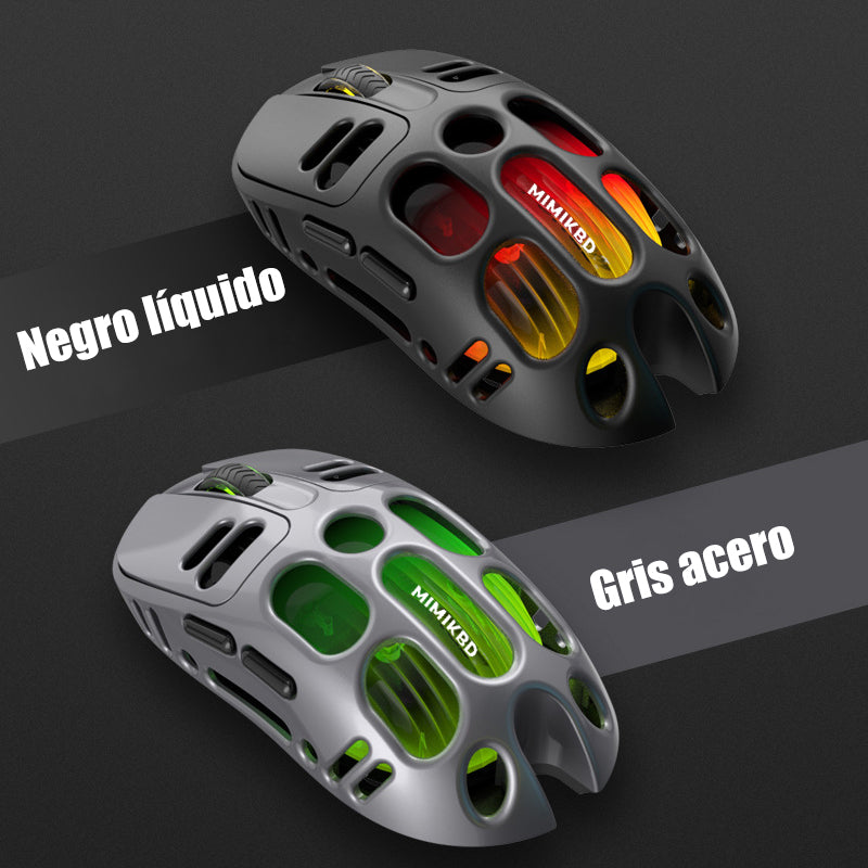 Este ratón inalámbrico utiliza el chip PAW3212 y admite conexión Bluetooth, 2.4G . Iluminación RGB y una sensibilidad DPI máxima de 4800 ,Su diseño ligero pesa tan solo 69 g，Ideal para juegos y trabajo de oficina, compatible con XBOX, PS, etc.