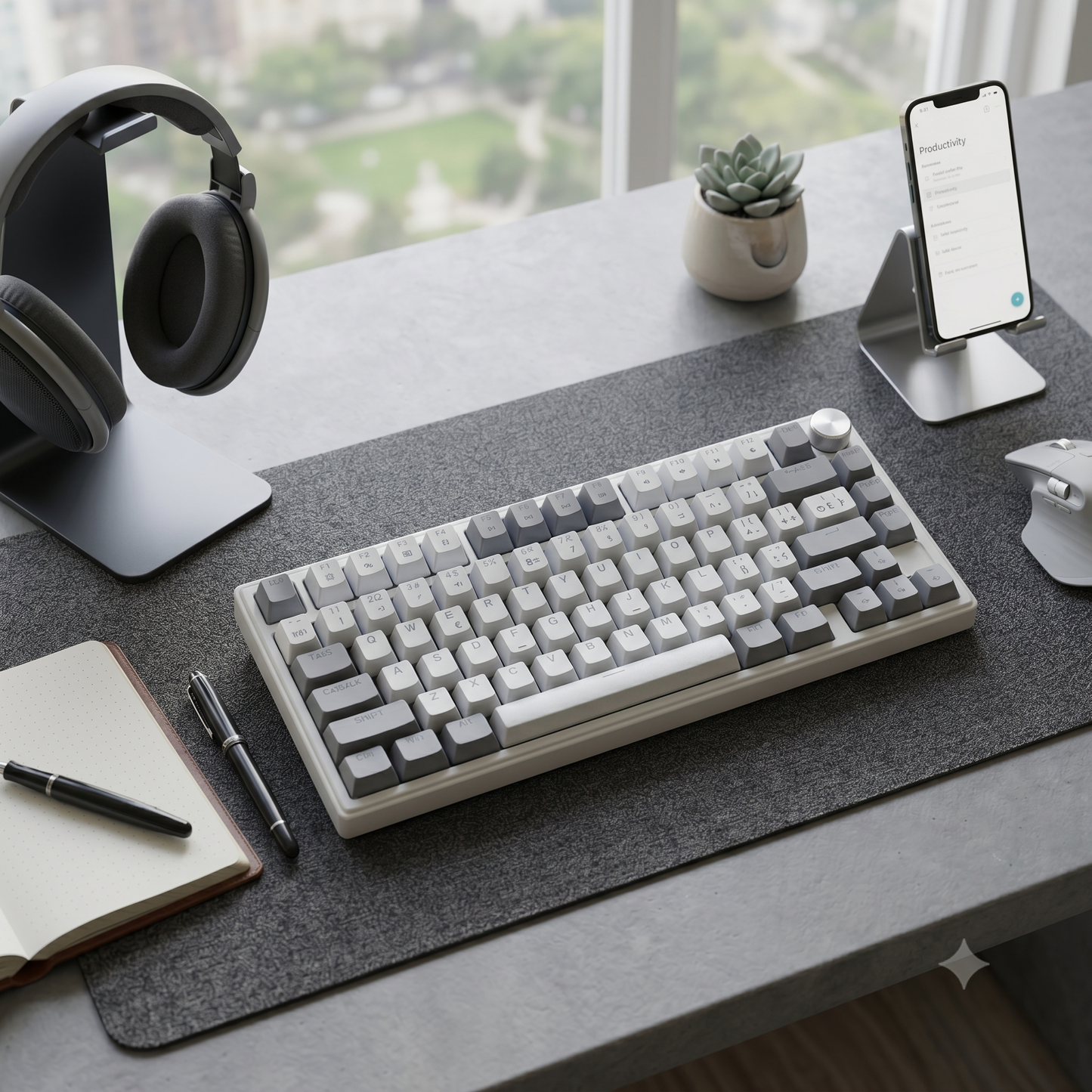 MIMIKBD Teclado Mecánico RGB 75% Interruptores de teclado lineales naranjas Con Cable Usb-c  IP75 G, Teclas PBT, Caracteres grabados en el lateral- Hot-swap, 26teclas anti-ghosting-con Perilla multifunción Gamers