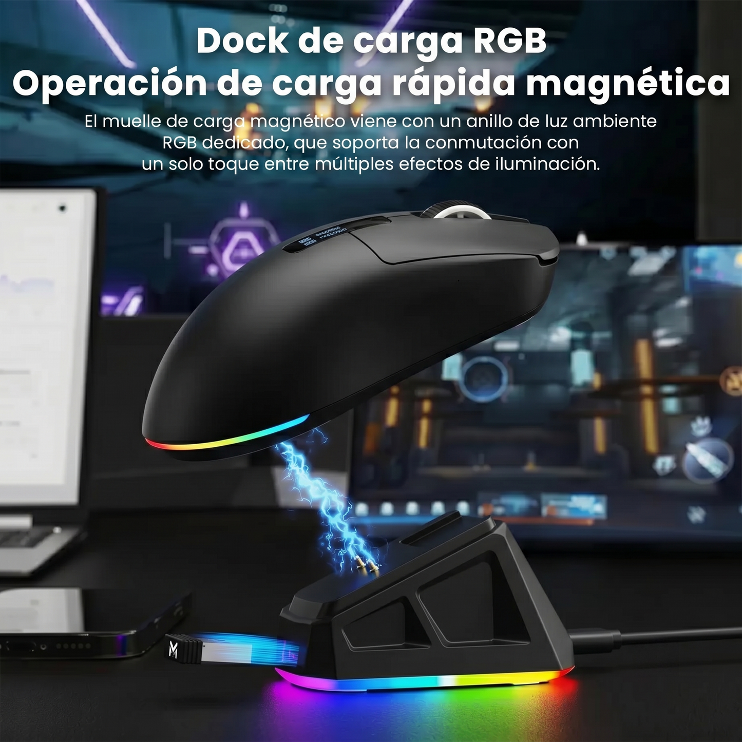 MIMIKBD S270 Ratón inalámbrico ligero con controlador web, chip PAW3311, admite Bluetooth | 2,4G | cable del puerto. Iluminado RGB y DPI máximo 12000, Frecuencia de retorno máxima 1000 Hz, solo 59g, adecuado para juegos de eSports y trabajo de oficina