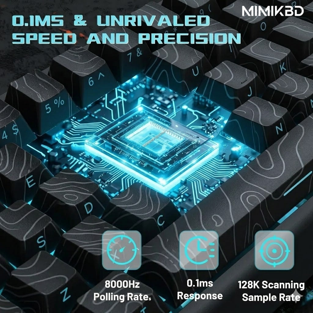 Teclado mecánico magnético Outemu de 61 teclas con carcasa de aleación de aluminio CNC, teclado para juegos con cable, tasa de sondeo de 8K, precisión RT de 0,01 mm, teclas PBT con líneas de contorno impresas en el lateral, RGB con tasa de escaneo de 32K