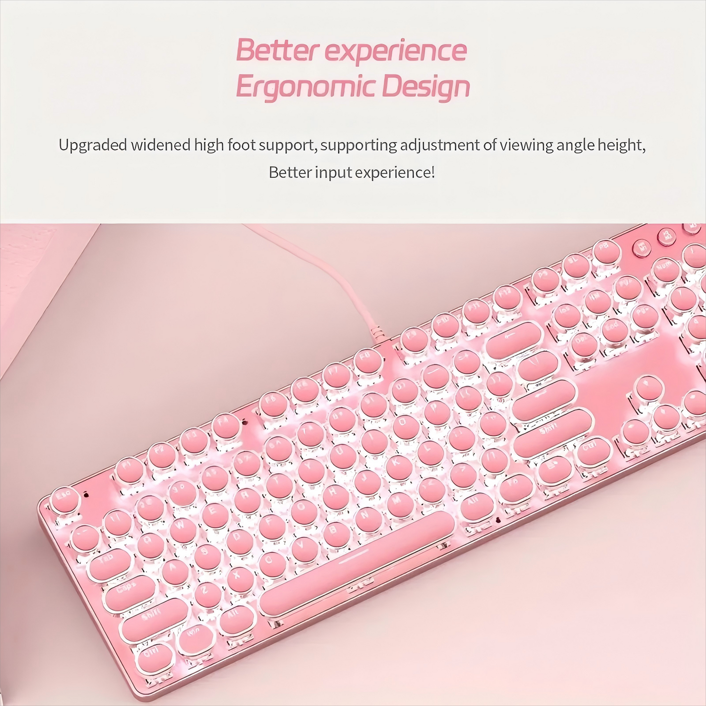 Teclado Mecanico, 104 Teclas, Interruptor Azul, Punk Metal