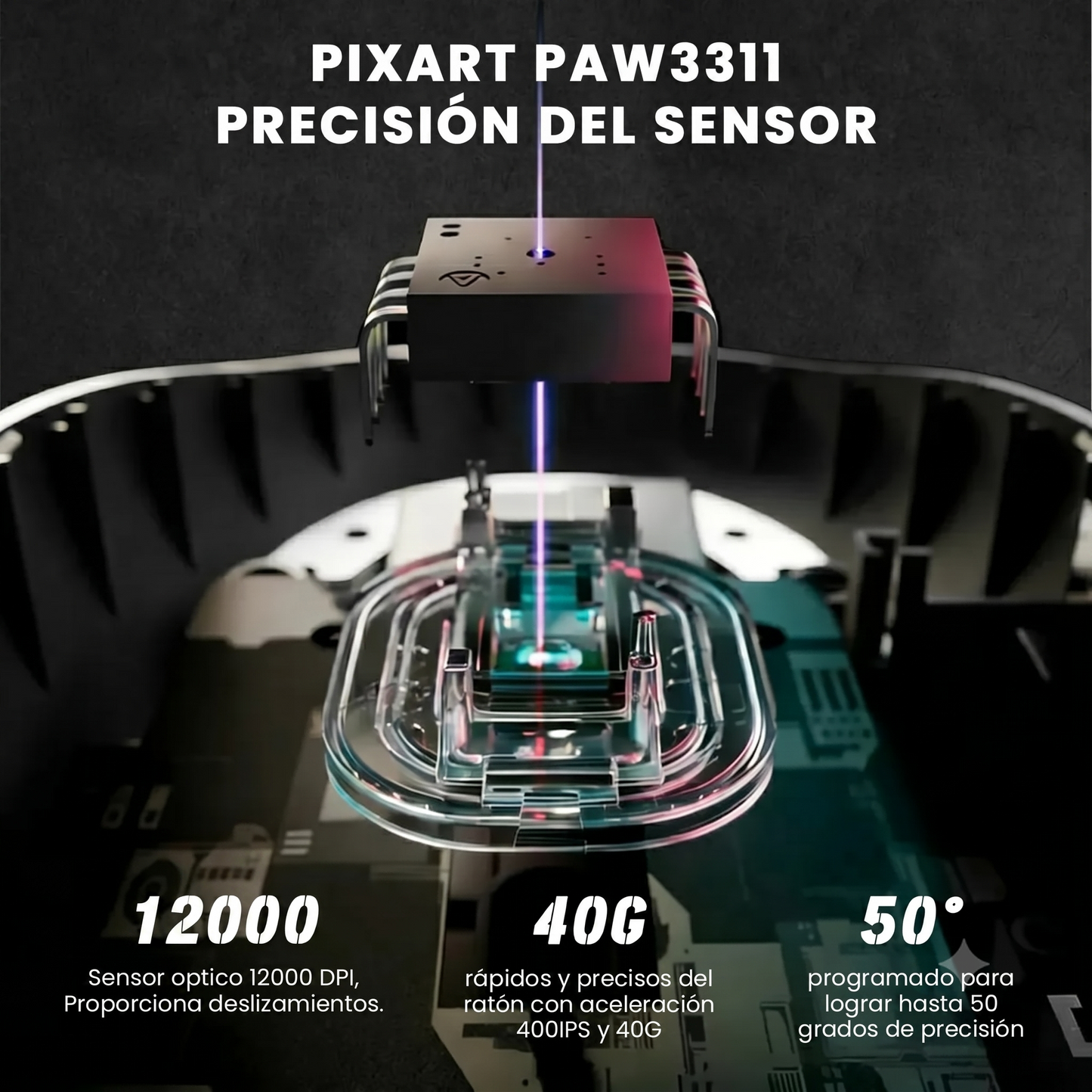 MIMIKBD S270 Ratón inalámbrico ligero con controlador web, chip PAW3311, admite Bluetooth | 2,4G | cable del puerto. Iluminado RGB y DPI máximo 12000, Frecuencia de retorno máxima 1000 Hz, solo 59g, adecuado para juegos de eSports y trabajo de oficina