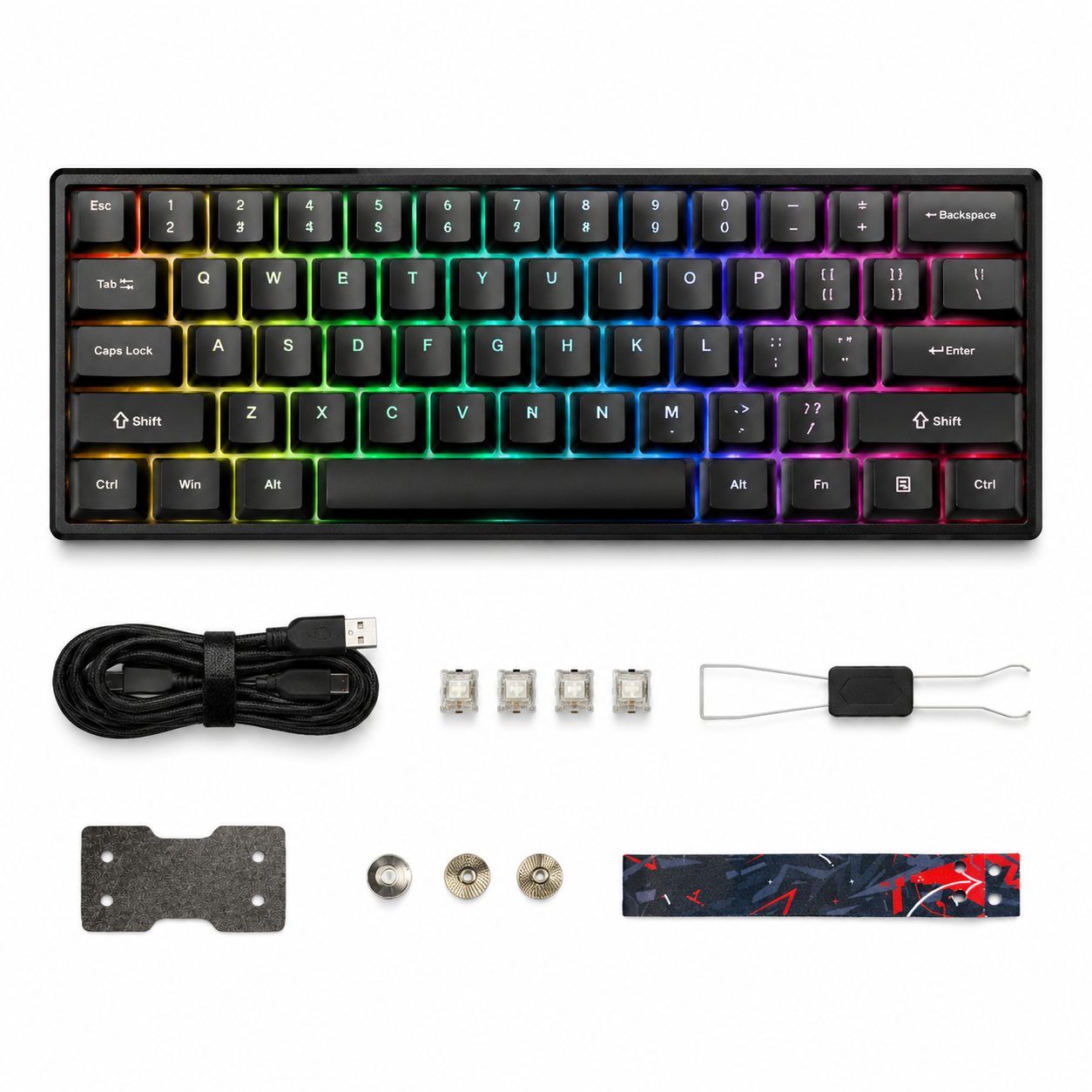 Teclado magnético,61 teclas con interruptores magnéticos, tasa de sondeo de 8K, gatillo rápido de 0,1 mm, teclado RT para eSports, cuerpo de aluminio CNC, 2,4G/Bluetooth/con cable, interruptores magnéticos OUTEMU, teclas RGB PBT