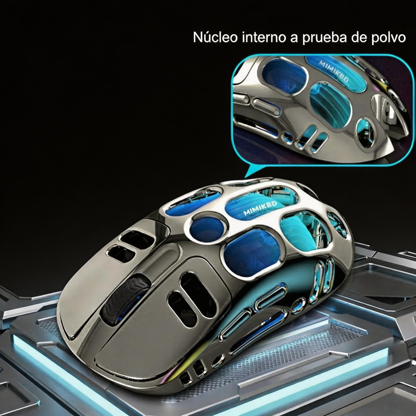 Este ratón inalámbrico utiliza el chip PAW3311 y admite conexión Bluetooth, 2.4G y por cable, iluminación RGB y una sensibilidad DPI máxima de 12000 ,Frecuencia de retorno máxima 1000 Hz,Su diseño ligero pesa tan solo 69g