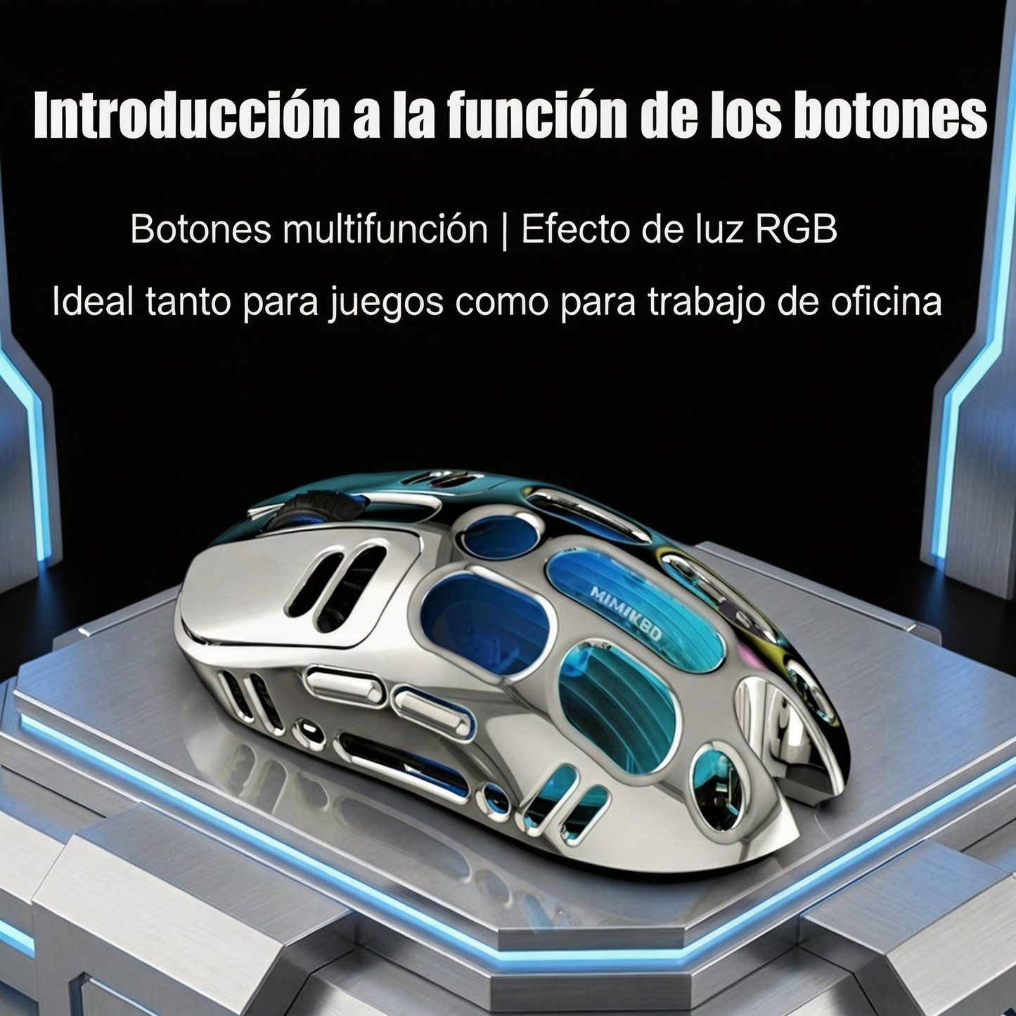 Este ratón inalámbrico utiliza el chip PAW3311 y admite conexión Bluetooth, 2.4G y por cable, iluminación RGB y una sensibilidad DPI máxima de 12000 ,Frecuencia de retorno máxima 1000 Hz,Su diseño ligero pesa tan solo 69g