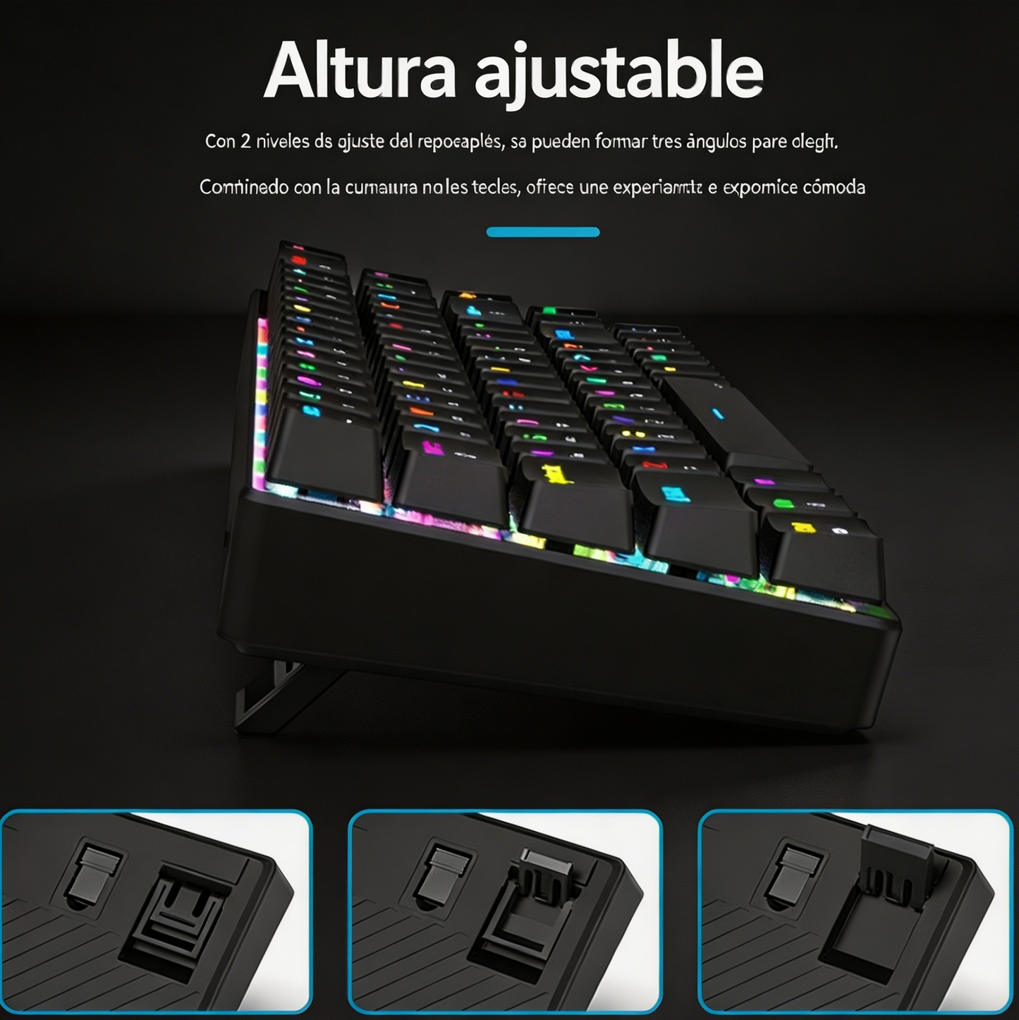 Teclado mecánico al 65% con switches QuickSilver, 68 teclas, iluminación RGB con 13 efectos de iluminación, compatible con Bluetooth, 2.4G y conectividad por cable; admite Hot-Swap y N-teclas anti-ghosting;Adecuado para juegos de eSports
