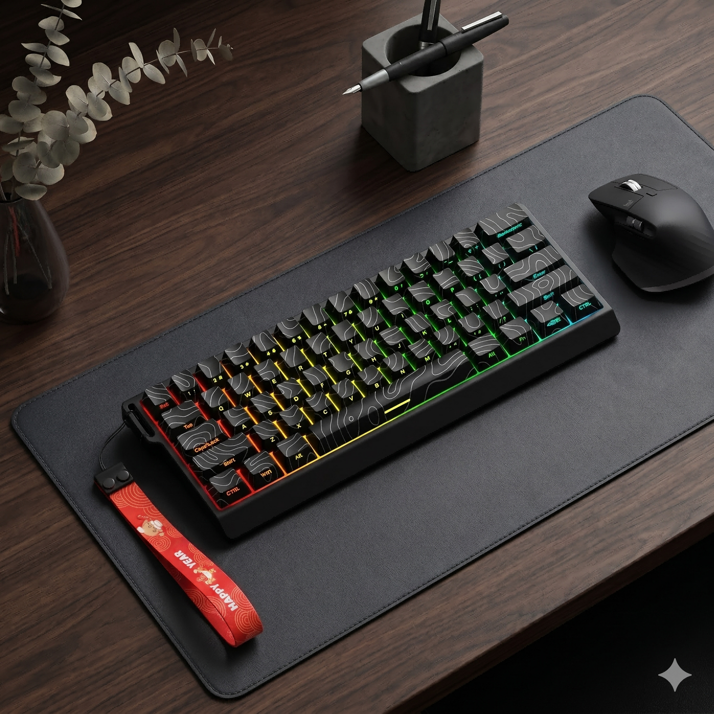 Teclado mecánico magnético Outemu de 61 teclas con carcasa de aleación de aluminio CNC, teclado para juegos con cable, tasa de sondeo de 8K, precisión RT de 0,01 mm, teclas PBT con líneas de contorno impresas en el lateral, RGB con tasa de escaneo de 32K
